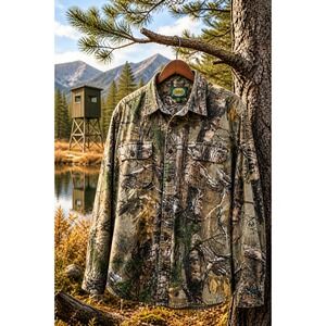 Cabela's Realtree Camo Flannel Button Up Shirt Men's L Hunting Workwear Gorpcore
